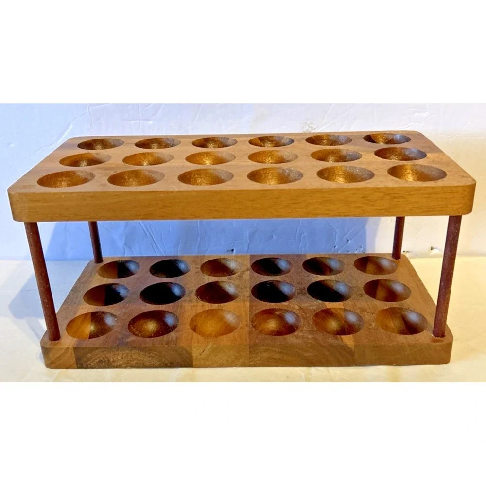 2 Tier Wood Egg Holder Countertop 36 Storage Rack natural 5 3/8